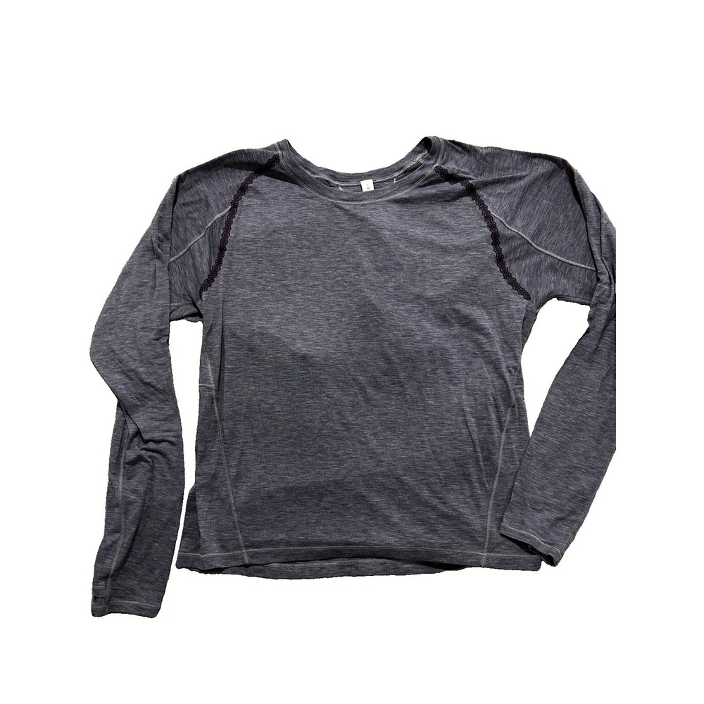 Lululemon Stop Drop & Squat Long Sleeve Top Large 4 Purple Heathered Open Back